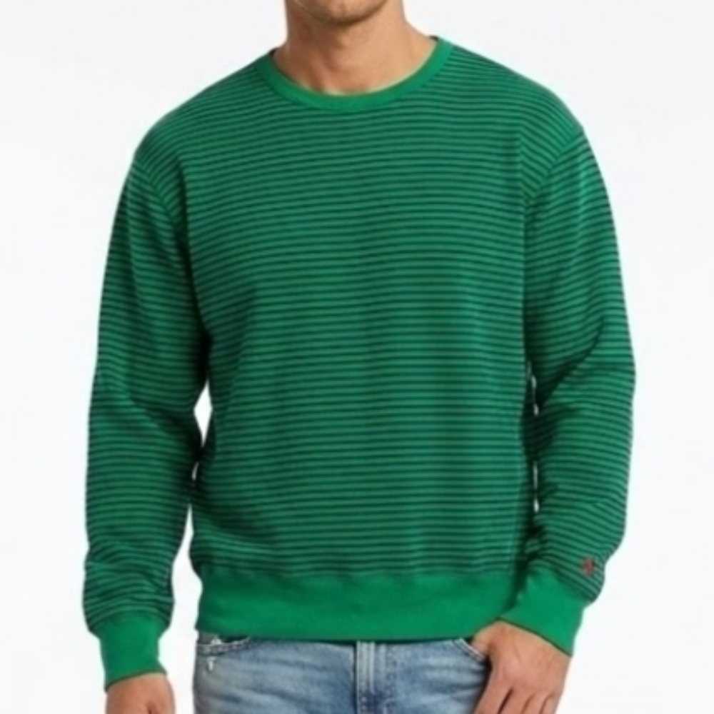 Vintage Polo Ralph Lauren Mens Sweater Crew Neck Medium Striped Distressed